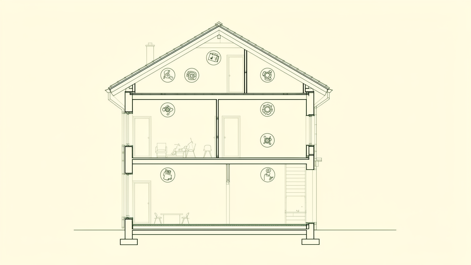 Concept line illustration for a note on renovating. Not a photograph of a built project.